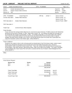 JACIP - AIRPORT Airport: PROJECT DETAIL REPORT  October 04, 2011