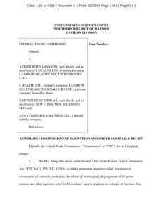 Case: 1:15-cv[removed]Document #: 1 Filed: [removed]Page 1 of 11 PageID #:1  UNITED STATES DISTRICT COURT NORTHERN DISTRICT OF ILLINOIS EASTERN DIVISION