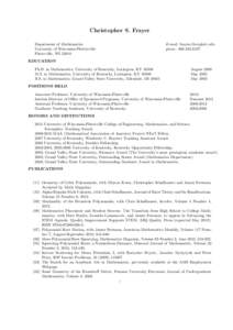 Christopher S. Frayer Department of Mathematics University of Wisconsin-Plattteville Platteville, WI[removed]E-mail: [removed]