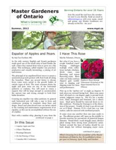 Master Gardeners of Ontario Summer, 2012 Serving Ontario for over 25 Years Join the email list and have the newslet­