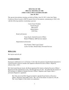 California Structural Pest Control Board - June 28, 2013 Meeting Minutes