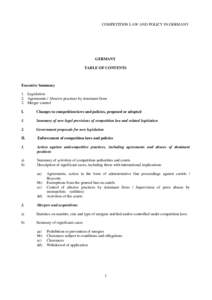 Pricing / Economics / Cartel / Imperfect competition / Competition law / Federal Cartel Office / Price fixing / Competition / Article 101 of the Treaty on the Functioning of the European Union / Anti-competitive behaviour / Germany / Business