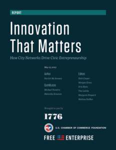 REPORT  Innovation That Matters  How City Networks Drive Civic Entrepreneurship