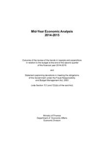 Mid-Year Economic Analysis[removed]Outcome of the review of the trends in receipts and expenditure in relation to the budget at the end of the second quarter of the financial year[removed]