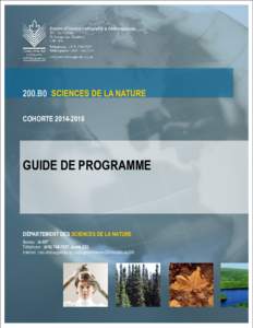 200.B0 SCIENCES DE LA NATURE COHORTE[removed]GUIDE DE PROGRAMME  DÉPARTEMENT DES SCIENCES DE LA NATURE