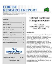 Contents  Tolerant Hardwood Management Guide  Introduction ……………………………