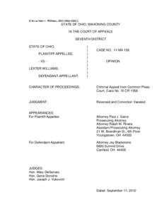 [Cite as State v. Williams, 2012-Ohio[removed]STATE OF OHIO, MAHONING COUNTY IN THE COURT OF APPEALS SEVENTH DISTRICT STATE OF OHIO,