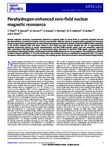 Parahydrogen-enhanced zero-field nuclear magnetic resonance