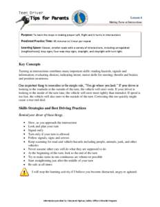 Teen Driver  Tips for Parents Lesson 4 Making Turns at Intersections