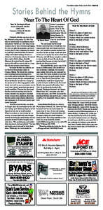 Stories Behind the Hymns  The Gaffney Ledger, Friday, July 25, 2014 – PAGE 3B Near To The Heart Of God