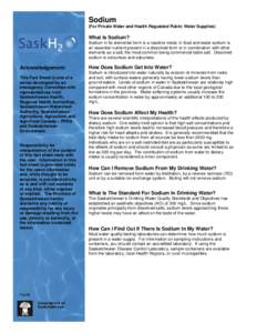 Dietary minerals / Environmental science / Water quality / Salt / Water softening / SaskWater / Prairie Farm Rehabilitation Administration / Sodium / Chemistry / Water / Matter