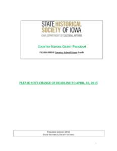 COUNTRY SCHOOL GRANT PROGRAM FY2016 HRDP Country School Grant Guide PLEASE NOTE CHANGE OF DEADLINE TO APRIL 30, 2015  PUBLISHED JANUARY 2015