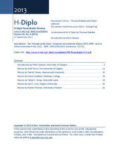 H-Diplo Roundtable, Vol. XV, No[removed])