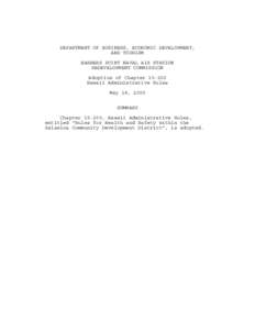 DEPARTMENT OF BUSINESS, ECONOMIC DEVELOPMENT, AND TOURISM BARBERS POINT NAVAL AIR STATION REDEVELOPMENT COMMISSION Adoption of Chapter[removed]Hawaii Administrative Rules