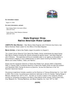 For immediate release: August 16, 2004 For more information, contact: Karin Stangl, Public Information Officer[removed]Yvette Chavez, Public Relations Assistant