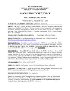 INVITATION TO BID TRUCKEE MEADOWS WATER AUTHORITY NRS 332 IN EXCESS OF $50,LIGHT CREW TRUCK TMWA 332 PROJECT NO