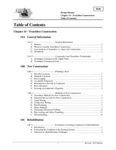 TOC Design Manual Chapter 14 - Trenchless Construction Table of Contents  Table of Contents