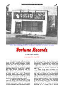 African-American culture / Fortune Records / Nolan Strong & The Diablos / Motown / Andre Williams / The Davis Sisters / Music of Detroit / Nathaniel Mayer / The Flaming Ember / Blues / American music / Music