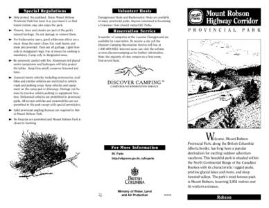 Geography of Canada / Mount Robson Provincial Park / Berg Lake / Mount Robson / Yellowhead Lake / Lockhart Beach Provincial Park / Robson Valley / Geography of British Columbia / Canadian Rockies