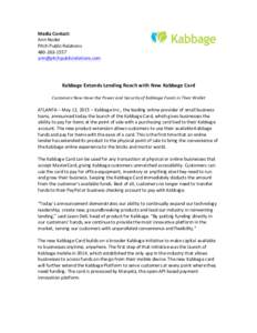 Microsoft Word - Kabbage Card Release FinalFINAL.doc