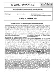 News@Leibniz Nr. 6 Mitteilungen des Leibniz-Gymnasiums Stuttgart-Feuerbach