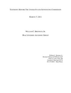 Testimony of William Brennan Jr. (PAG) Before the U.S. Sentencing Commission - March 17, 2011