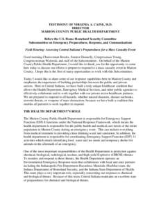 Disaster preparedness / United States Public Health Service / United States Department of Homeland Security / Humanitarian aid / National Response Framework / Medical Reserve Corps / Wishard Memorial Hospital / Mass casualty events / HealthCare Partners / Emergency management / Health / Public safety