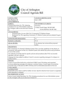 City of Arlington Council Agenda Bill AGENDA ITEM: COUNCIL MEETING DATE: