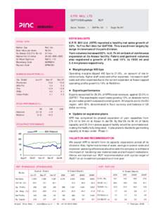 K.P.R. MILL LTD. Q3 FY 2008 update RESEARCH Sector Textiles