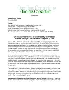 Press Release  For Immediate Release March 18, 2010 Contact: Ron Deutsch, New Yorkers for Fiscal Fairness