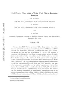 XMM-Newton Observation of Solar Wind Charge Exchange Emission S. L. Snowden1,2 arXiv:astro-ph[removed]v1 19 Apr 2004