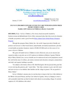 NEWSAllen Consulting, Inc.NEWS 89 Middletown Road, Holmdel, NJPhoneFaxwww.allenconsulting.com  January 27, 2015