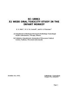SC[removed]WEEK ORAL TOXICITY STUDY IN THE INFANT MONKEY