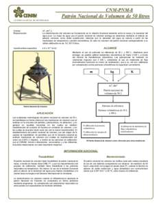 CNM-PNM-8  Patrón Nacional de Volumen de 50 litros CENTRO NACIONAL DE METROLOGÍA  Unidad:
