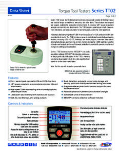 Torque Tool Testers Series TT02  Data Sheet[removed]Page 1 of 2