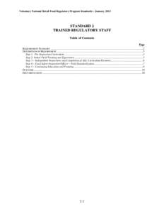 Voluntary National Retail Food Regulatory Program Standards – January[removed]STANDARD 2 TRAINED REGULATORY STAFF Table of Contents Page