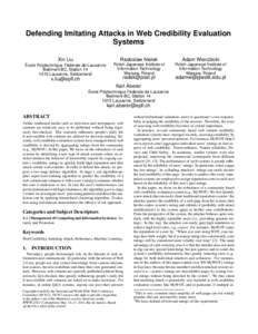 Defending Imitating Attacks in Web Credibility Evaluation Systems Xin Liu Radoslaw Nielek