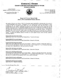 CANDACE J. GRUBBS COUNTY CLERK-RECORDER/REGISTRAR OF VOTERS COUNTY OF BUTTE Laurie Cassady Assistant County Clerk-Registrar of Voters 26 County Center Drive, Suite 110