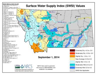 RIVER INDEX & SWSI VALUES  Surface Water Supply Index (SWSI) Values 1 Marias above Tiber Reservoir[removed]Tobacco 0.2