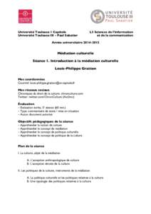 Université Toulouse 1 Capitole Université Toulouse III – Paul Sabatier L3 Sciences de l’information et de la communication
