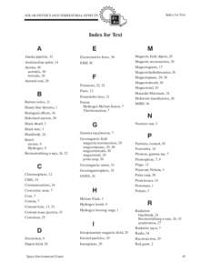 SOLAR PHYSICS AND TERRESTRIAL EFFECTS  Index for Text  