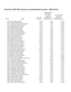 Fiscal Year 2007 Title I Grants to Local Educational Agencies - ARKANSAS  LEA ID[removed]502330