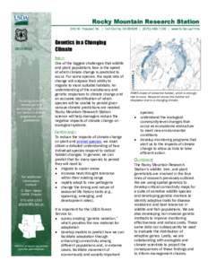 Ecology / Adaptation / United States Forest Service / Rocky Mountain Research Station / Forestry / Biology / Philosophy of biology / Evolutionary biology