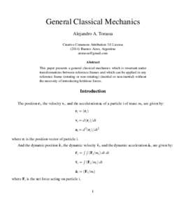 General Classical Mechanics Alejandro A. Torassa Creative Commons Attribution 3.0 License
