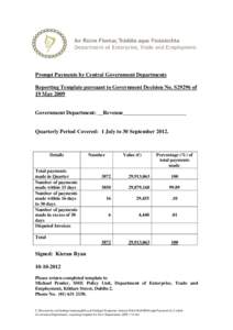 Prompt Payments by Central Government Departments