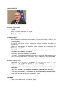 NEVEN MIMICA  Données personnelles   Croate