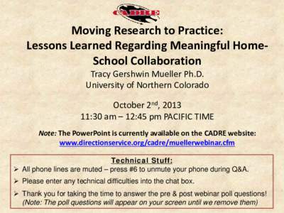 Moving Research to Practice: Lessons Learned Regarding Meaningful Home-School Collaboration