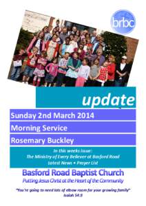 update Sunday 2nd March 2014 Morning Service