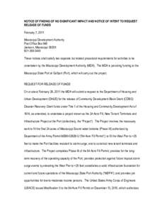 Affordable housing / United States Army Corps of Engineers / United States Department of Defense / Community Development Block Grant / Infrastructure / Environmental impact statement / National Environmental Policy Act / Hurricane Katrina / Mississippi River / Impact assessment / Geography of the United States / United States