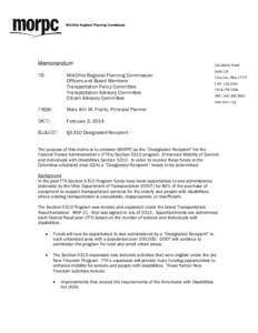 Memorandum TO: Mid-Ohio Regional Planning Commission Officers and Board Members Transportation Policy Committee